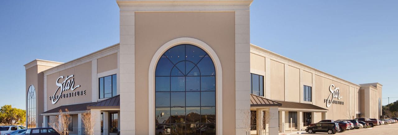 a building with a large arched window